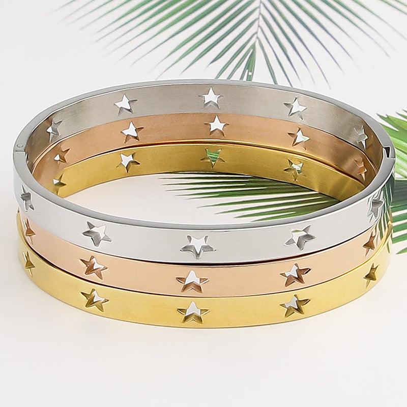 Tilly Star Spangled Bangles / Stainless Steel - Nina Kane Jewellery