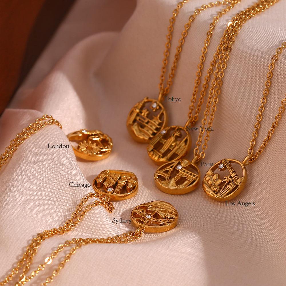 The Famous City's Pendants / 18K Gold Plated - Nina Kane Jewellery
