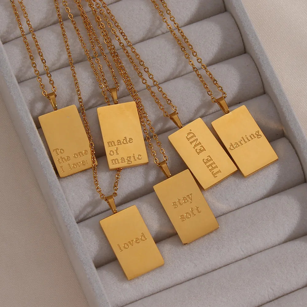 Demeter Feel Good Square Pendants / 18K Gold Plated - Nina Kane Jewellery