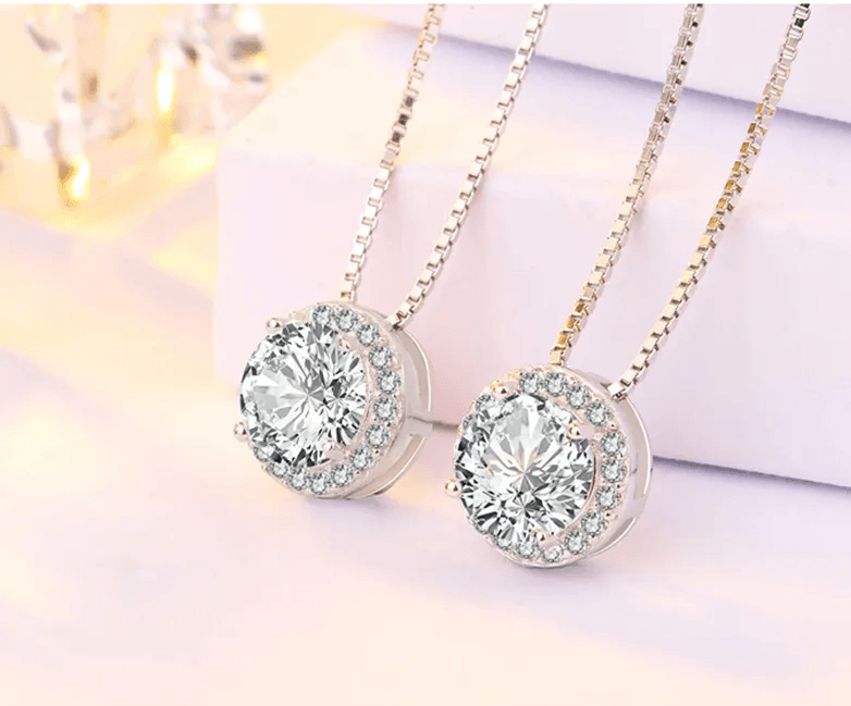 Celeste Classic Diamond Necklace / 925 Sterling Silver - Nina Kane Jewellery