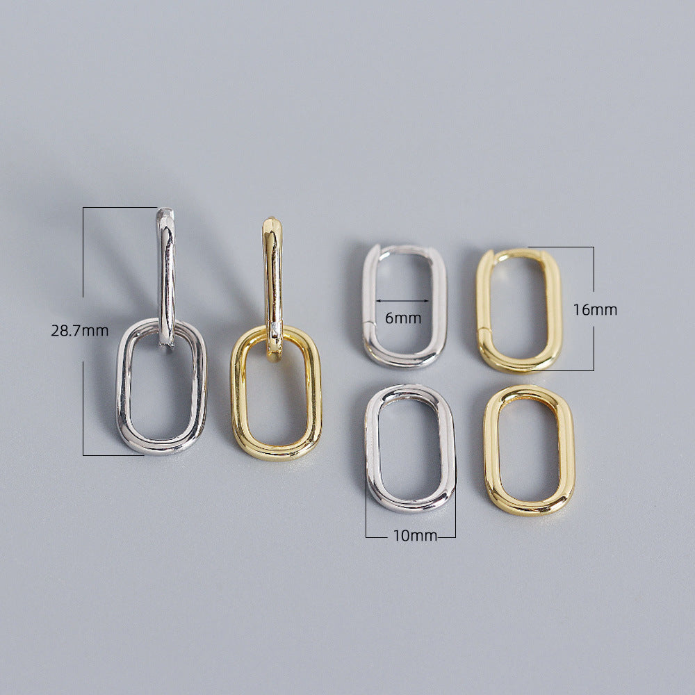 Thea Geometric Double Hoop Earrings / 925 Sterling Silver