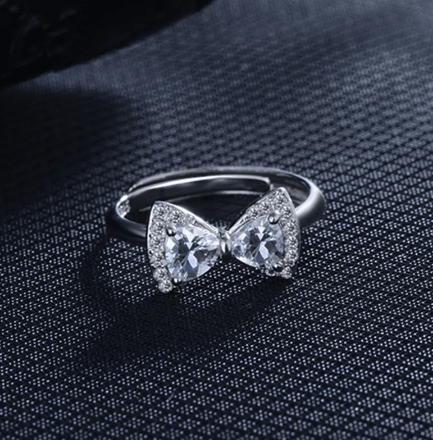 Leila Silver Diamond Bow Rings / 925 Sterling Silver - Nina Kane Jewellery
