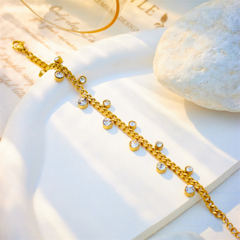 Robyn Diamond Cuban Link Chain Bracelet / Stainless Steel - Nina Kane Jewellery