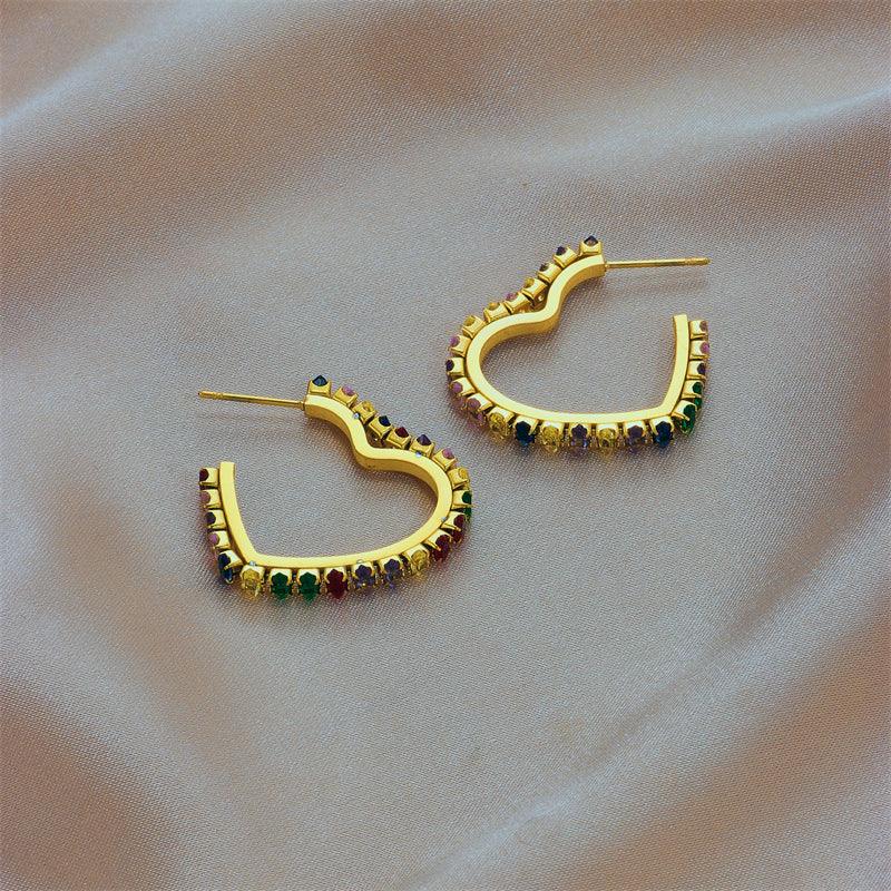 Raina Multicoloured Heart Earrings / Stainless Steel - Nina Kane Jewellery