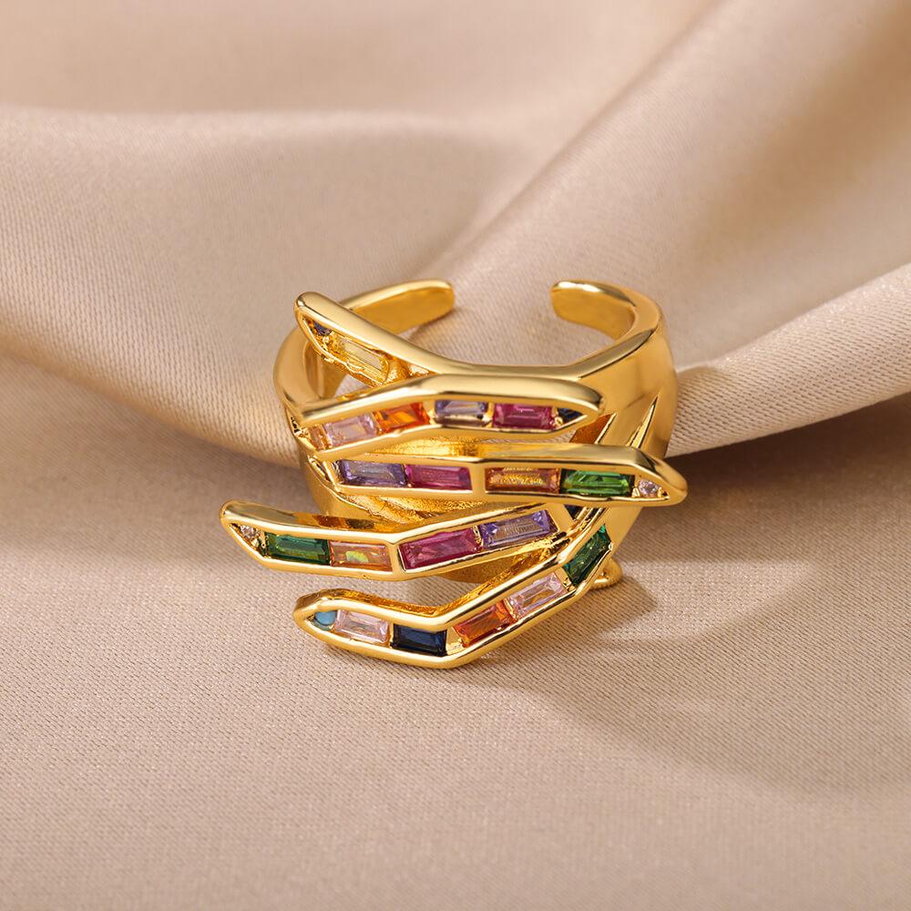 Porter Crossed Hands Ring / Stainless Steel - Nina Kane Jewellery
