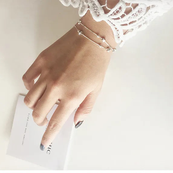 Verona Double Star Bracelet / Silver Plated - Nina Kane Jewellery