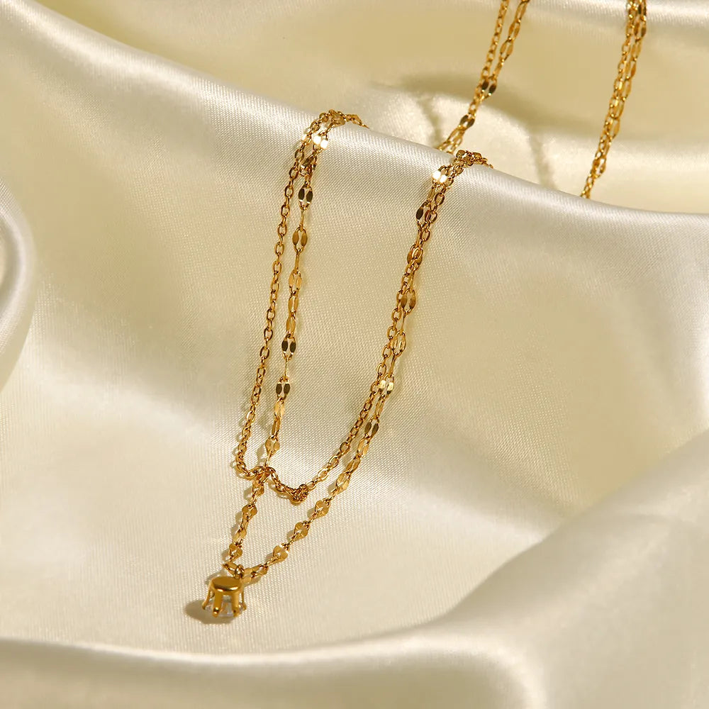 Grace Double Chain Diamond Necklace / 18K Gold Plated - Nina Kane Jewellery