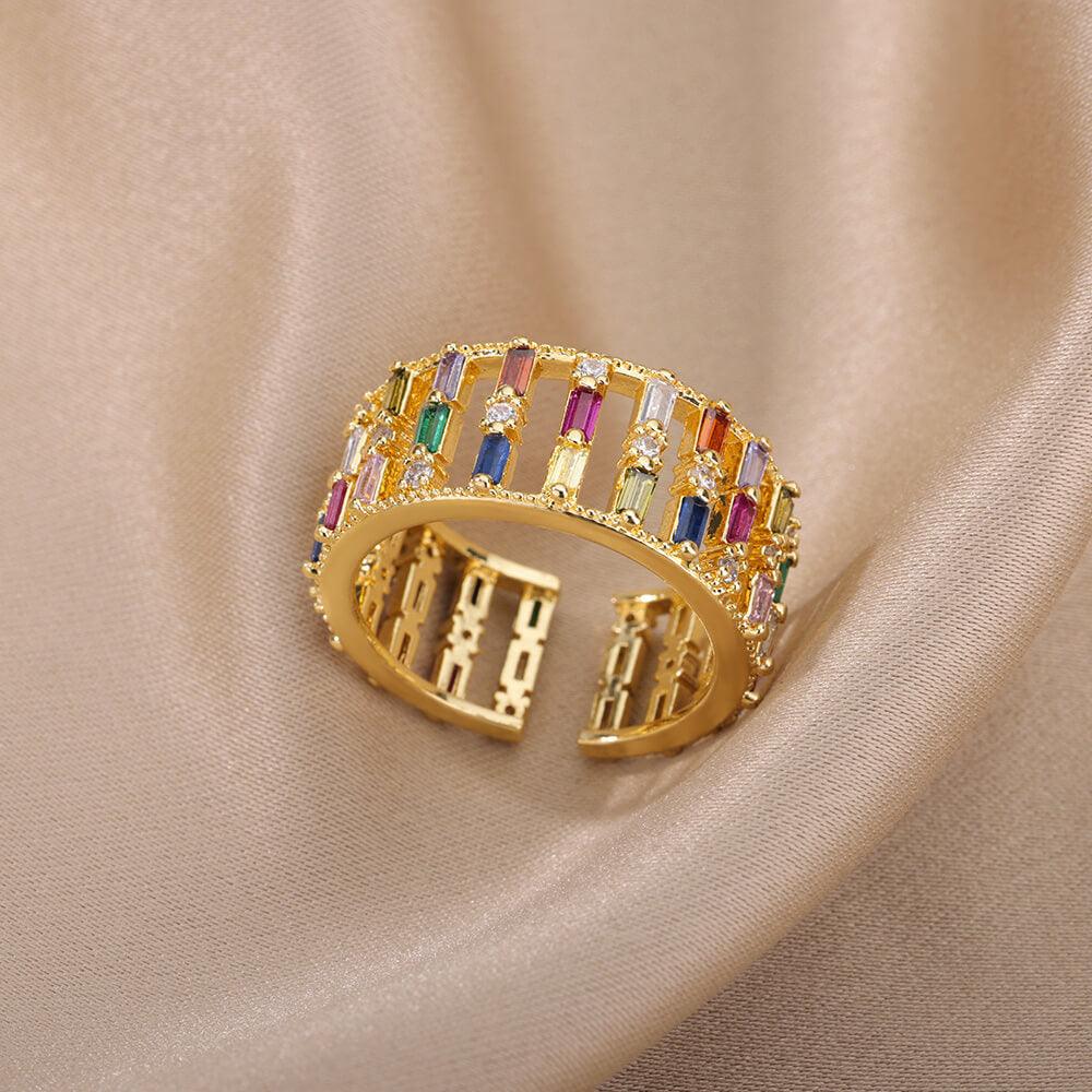 Tallulah Geometric Rainbow Ring / Stainless Steel - Nina Kane Jewellery