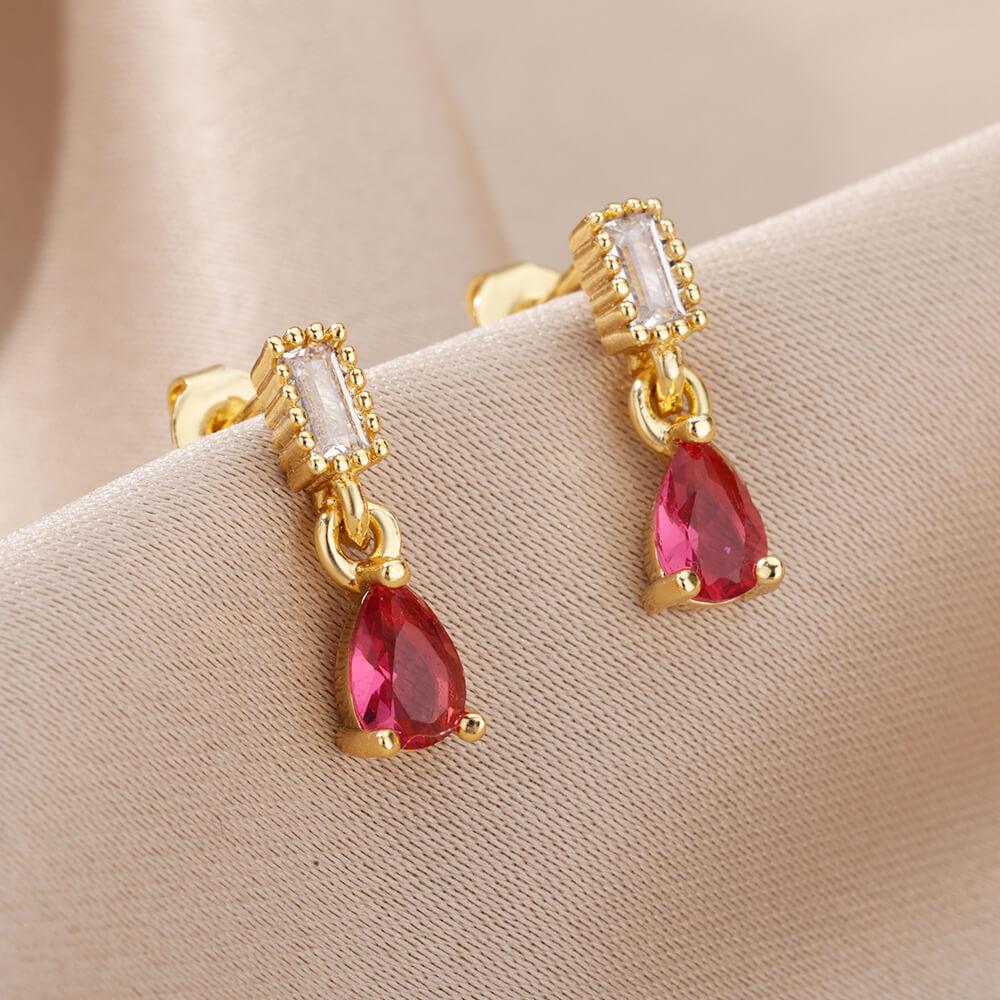 Pink Duchesina Teardrop Earrings / Stainless Steel - Nina Kane Jewellery