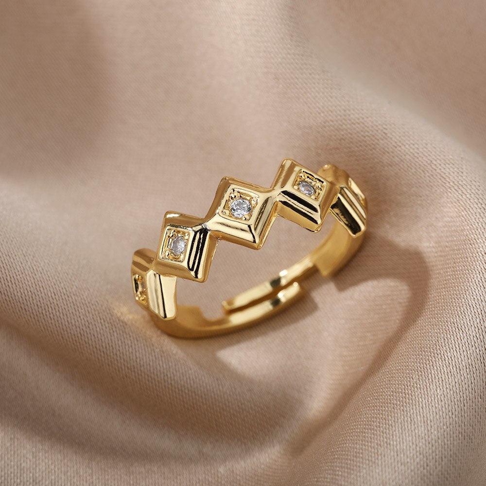 Soraya Adjustable Bijoux Zircon Ring / Stainless Steel - Nina Kane Jewellery