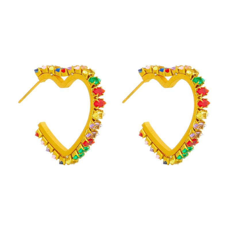 Raina Multicoloured Heart Earrings / Stainless Steel - Nina Kane Jewellery
