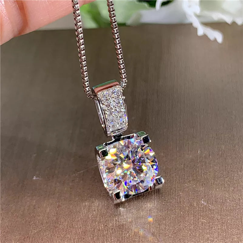 Rosalie Square Diamond Necklace / 925 Silver Plated - Nina Kane Jewellery