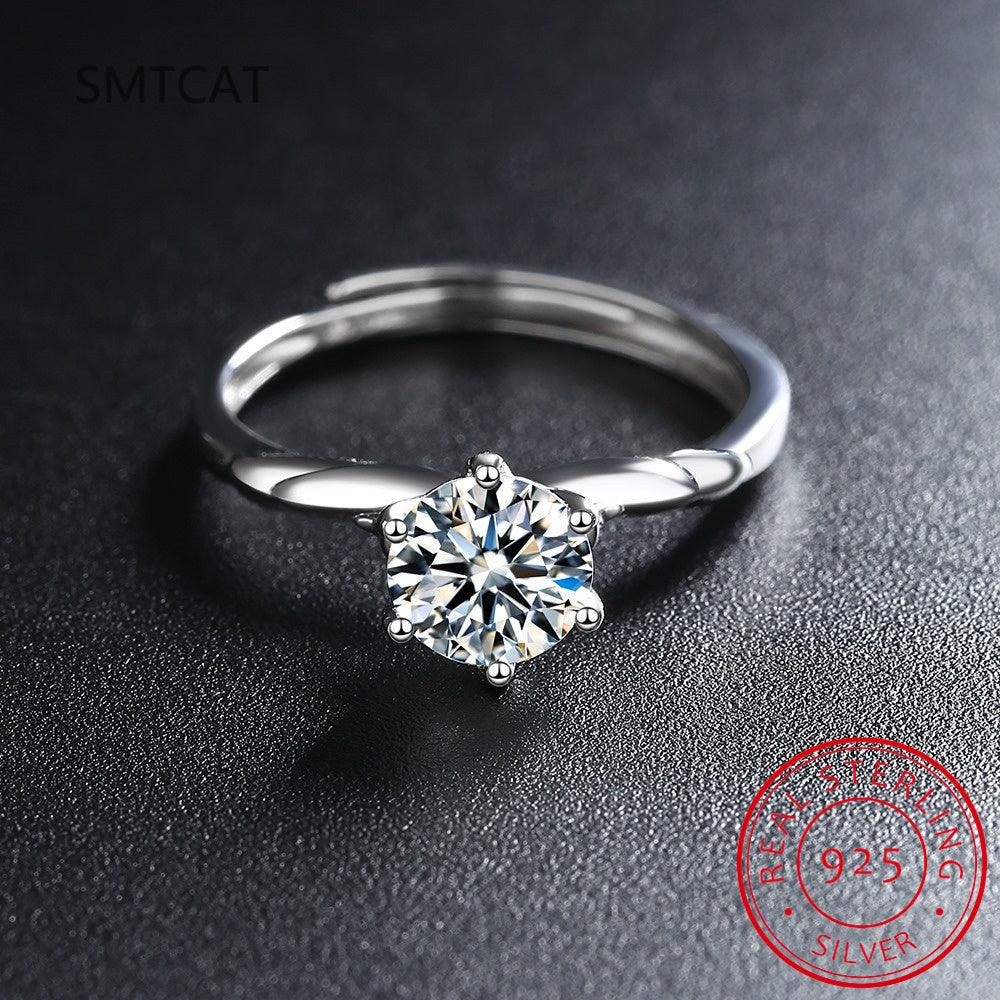 Kate Solitaire Diamond Ring / 925 Sterling Silver - Nina Kane Jewellery