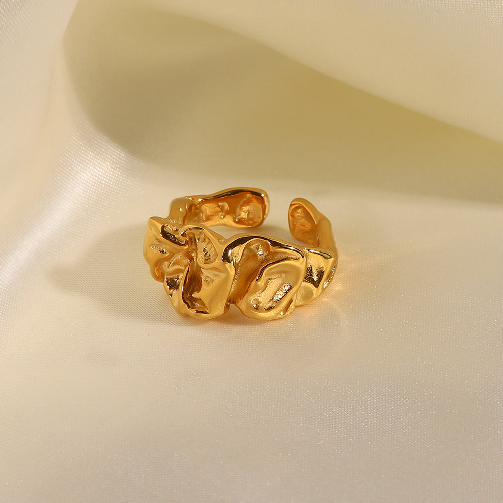 Milla Crumpled Chunky Ring / 18K Gold Plated - Nina Kane Jewellery