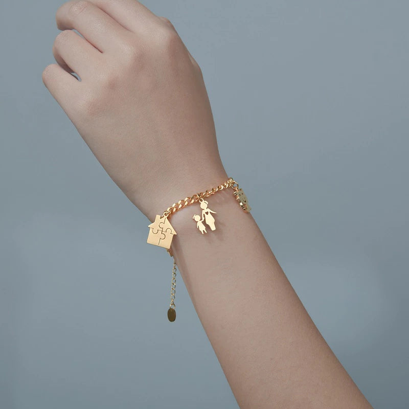 Julia Gold Charm Bracelet / Stainless Steel - Nina Kane Jewellery
