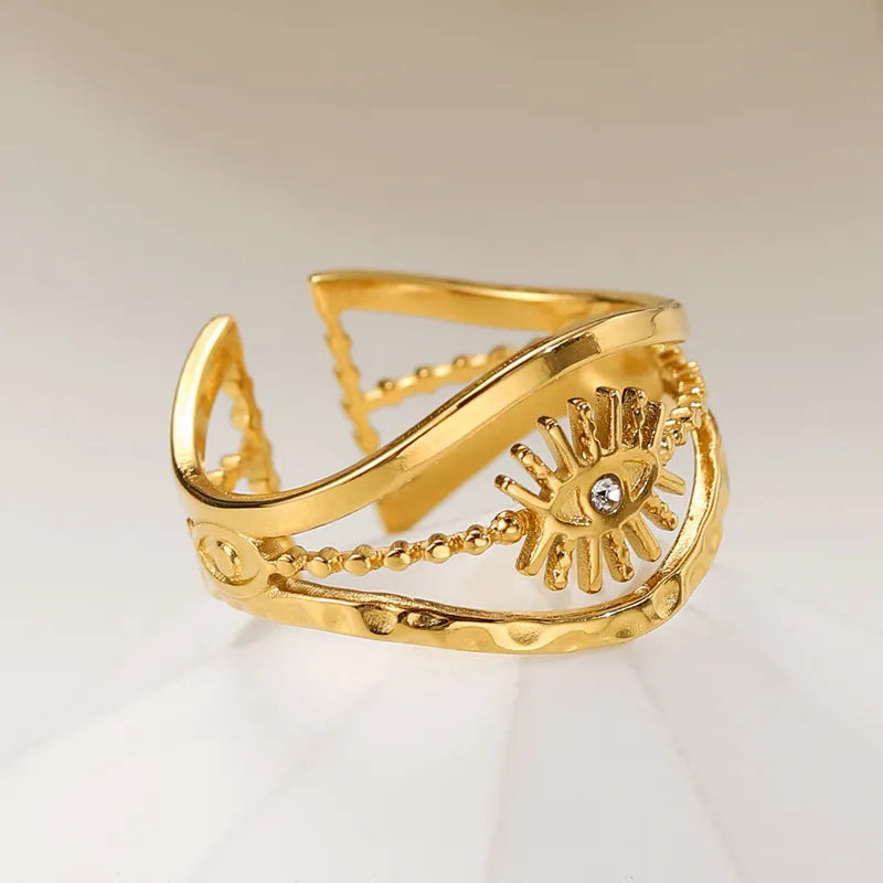 Thalia Evil Eye Repellent Ring / 14K Gold Plated - Nina Kane Jewellery