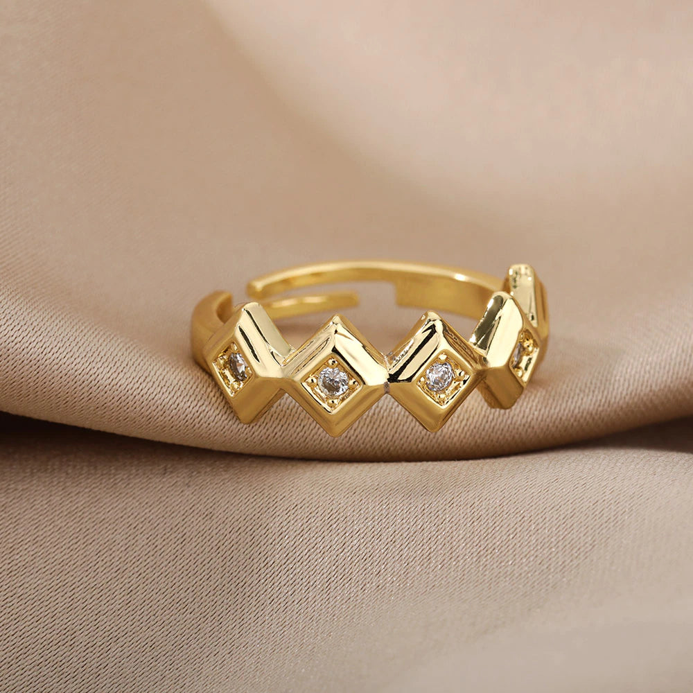 Soraya Adjustable Bijoux Zircon Ring / Stainless Steel - Nina Kane Jewellery