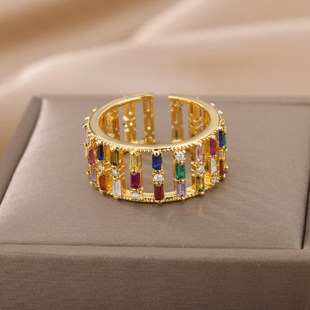 Tallulah Geometric Rainbow Ring / Stainless Steel - Nina Kane Jewellery