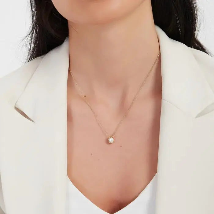 Megan Pearl Gold Necklace / Stainless Steel - Nina Kane Jewellery