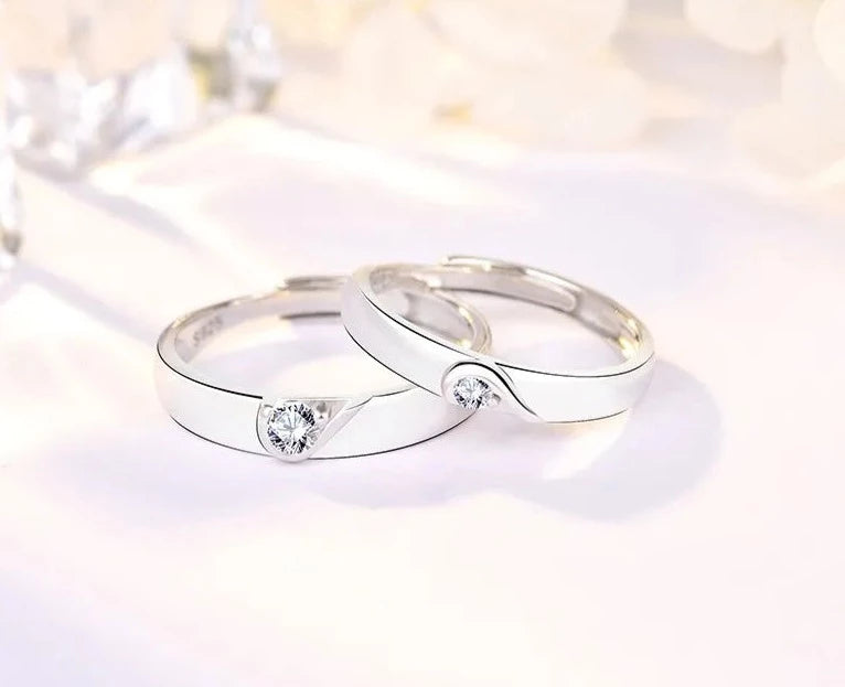 The Heartbeat Promise Couple Rings / 925 Sterling Silver - Nina Kane Jewellery