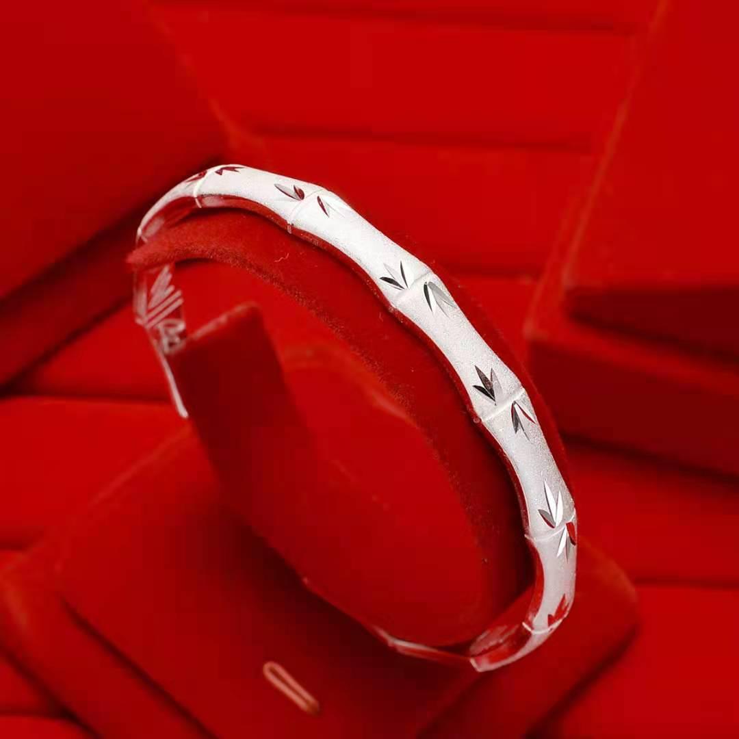 Carmen Luxury Frosted Bamboo Leaf Bangle / 925 Sterling Silver - Nina Kane Jewellery