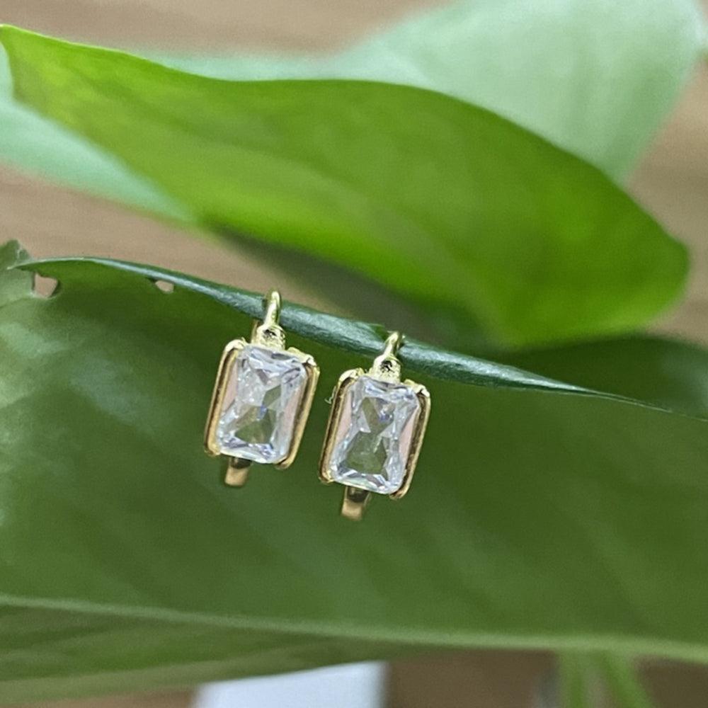 Calia Diamond Huggie Earrings / 925 Sterling Silver - Nina Kane Jewellery