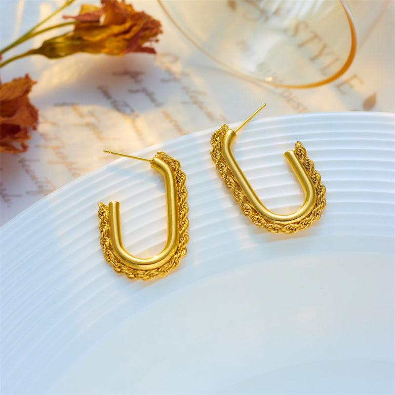 Jasmine Twist U Shape Earrings / Stainless Steel - Nina Kane Jewellery