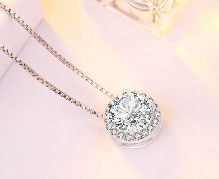 Celeste Classic Diamond Necklace / 925 Sterling Silver - Nina Kane Jewellery