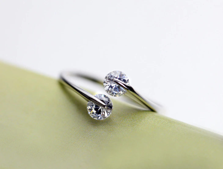 Evelyn Double Stone Ring / 925 Sterling Silver - Nina Kane Jewellery