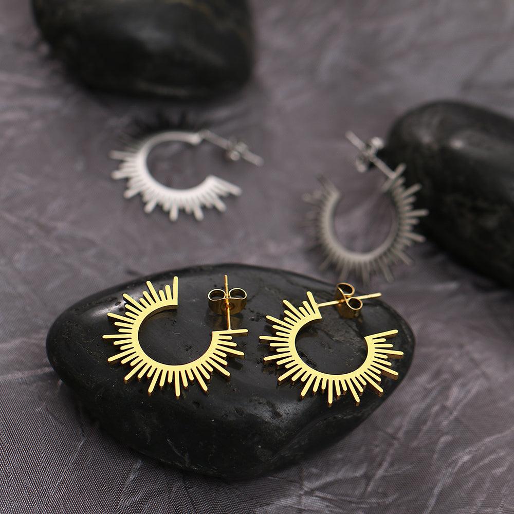 Eliza Starburst Hoop Earrings / Stainless Steel - Nina Kane Jewellery