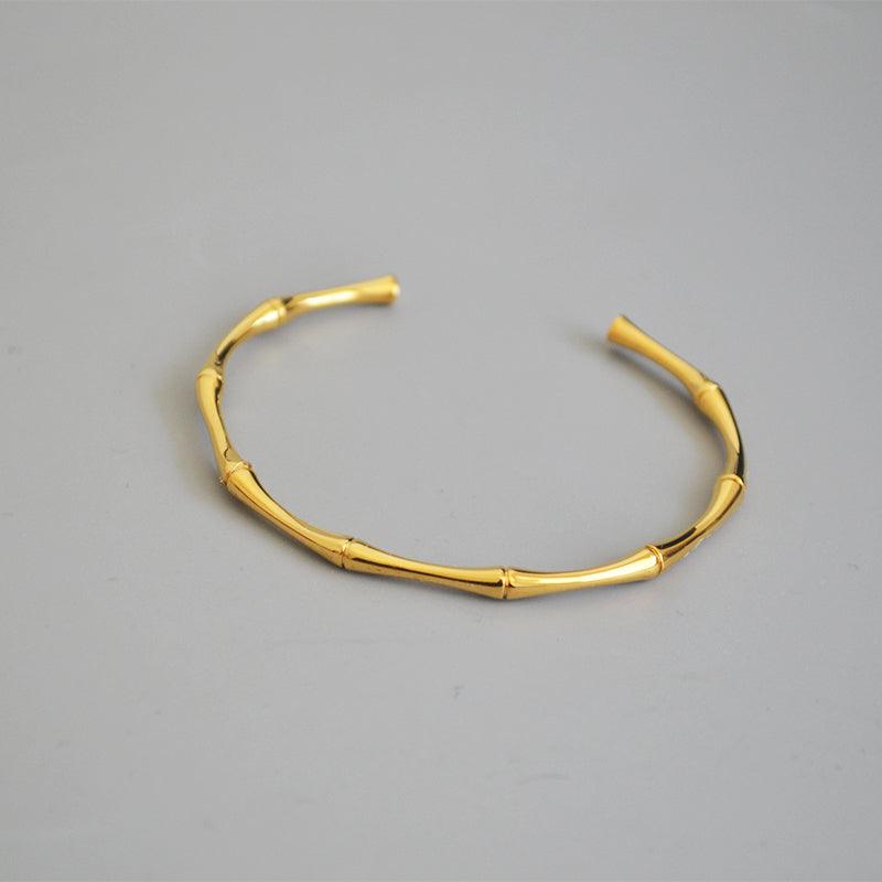 Amina Bamboo Joint Bangle / Stainless Steel - Nina Kane Jewellery
