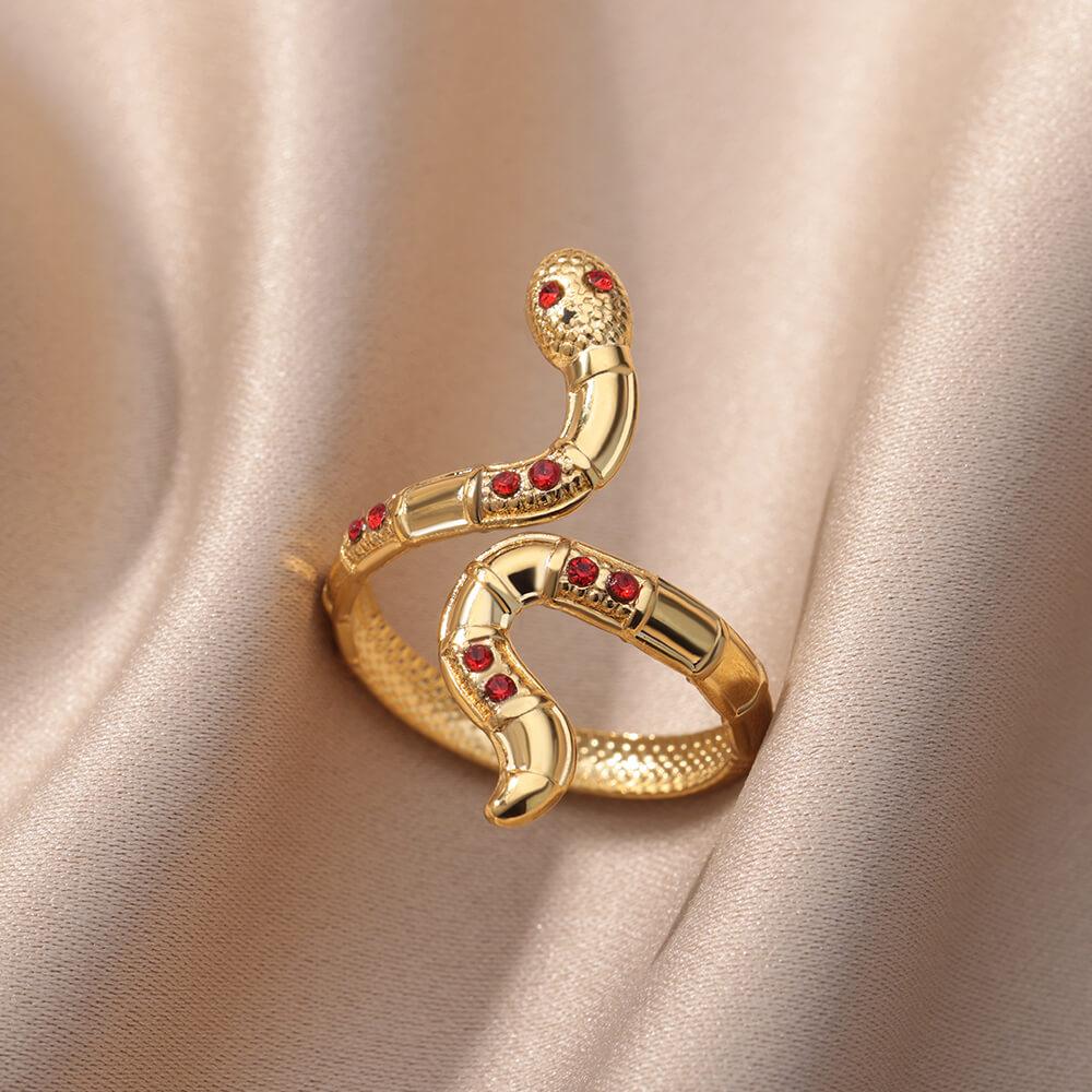 Wendy Crystal Snake Rings / Stainless Steel - Nina Kane Jewellery