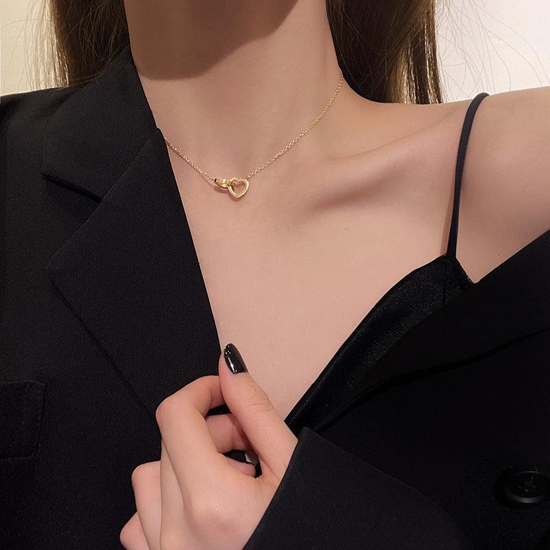 Ophelia Linked Hearts Necklace / Stainless Steel - Nina Kane Jewellery