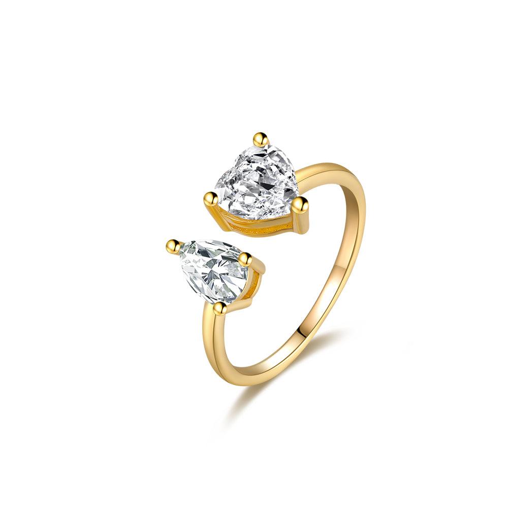 Esme Two Stone Adjustable Ring / 925 Sterling Silver - Nina Kane Jewellery