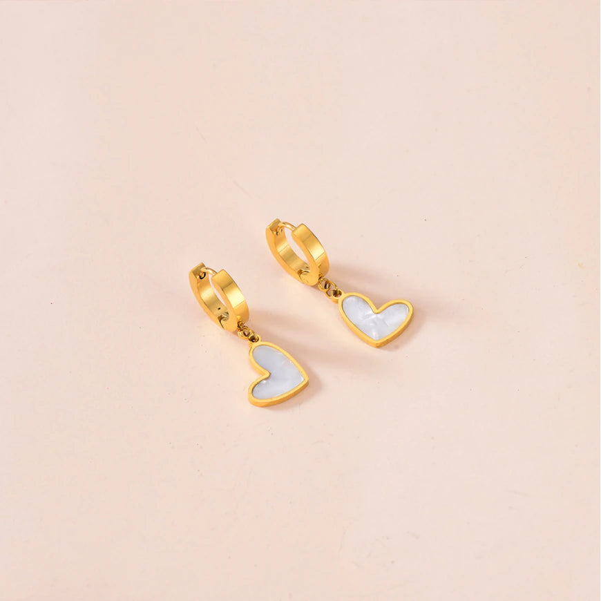 Scarlett Heart Shaped Hoop Earrings / Stainless Steel - Nina Kane Jewellery
