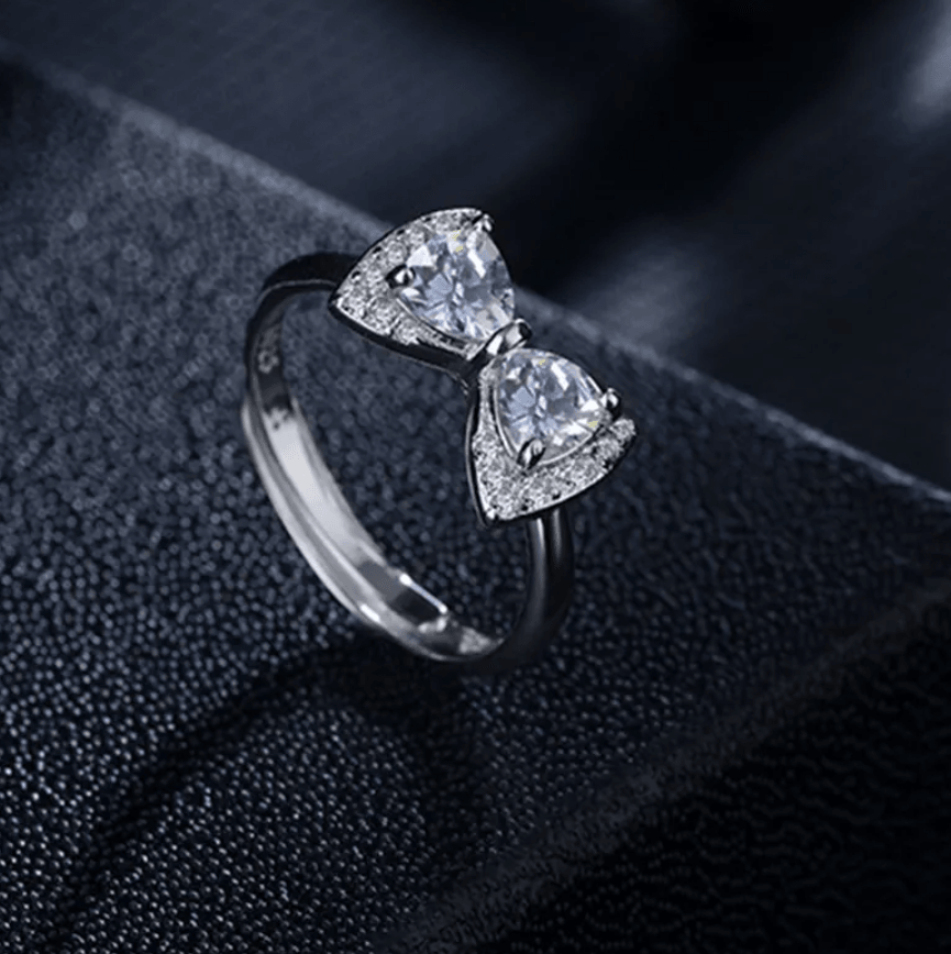 Leila Silver Diamond Bow Rings / 925 Sterling Silver - Nina Kane Jewellery