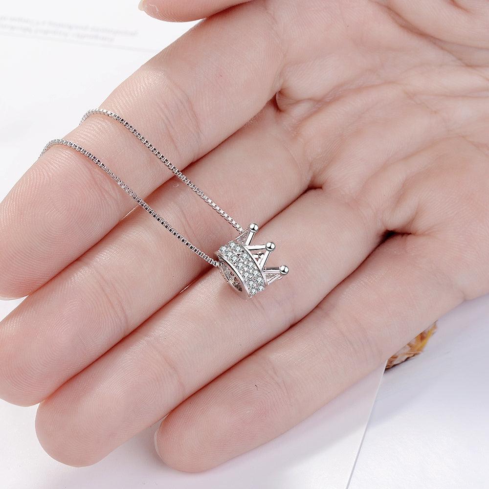 Regina Crown Pendant Necklace / 925 Sterling Silver - Nina Kane Jewellery