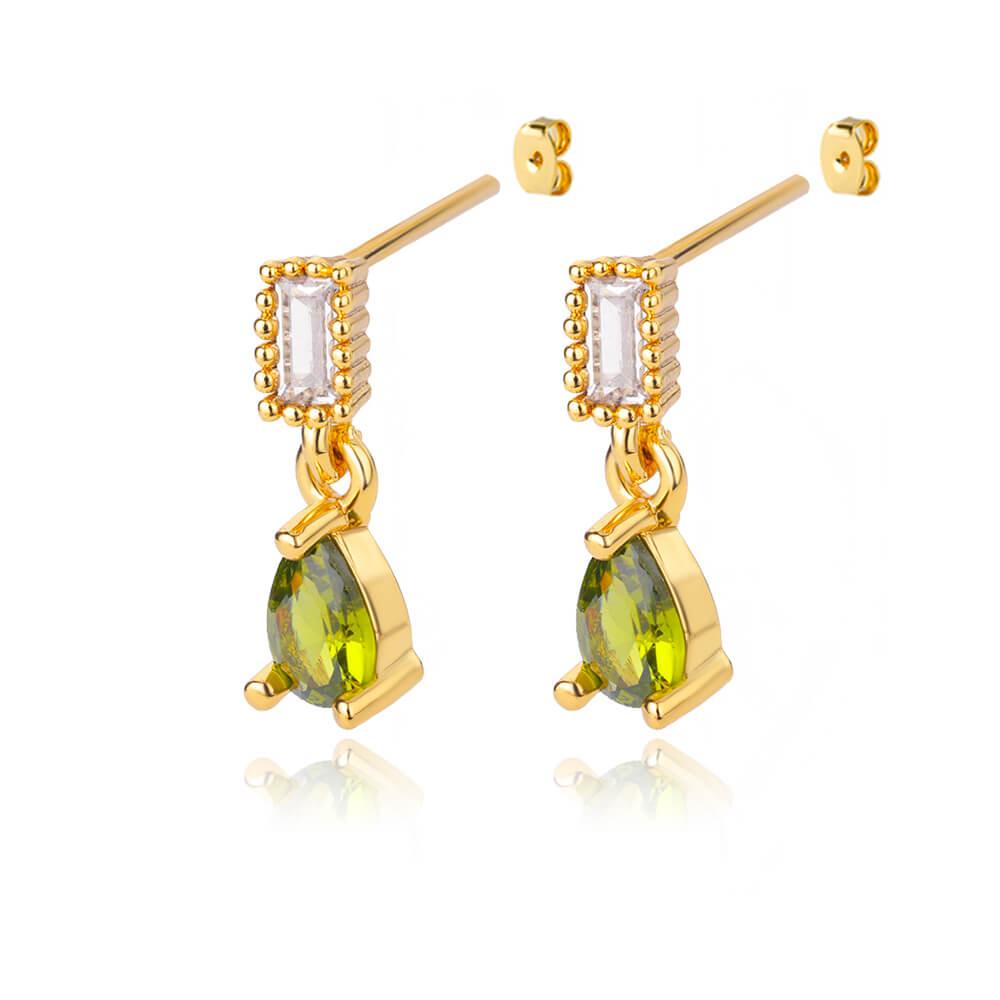 Green Duchesina Teardrop Earrings / Stainless Steel - Nina Kane Jewellery