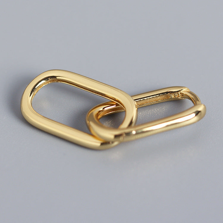 Thea Geometric Double Hoop Earrings / 925 Sterling Silver