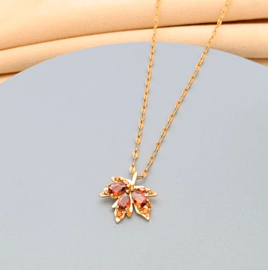 Matilda Maple Leaf Necklace / Stainless Steel - Nina Kane Jewellery
