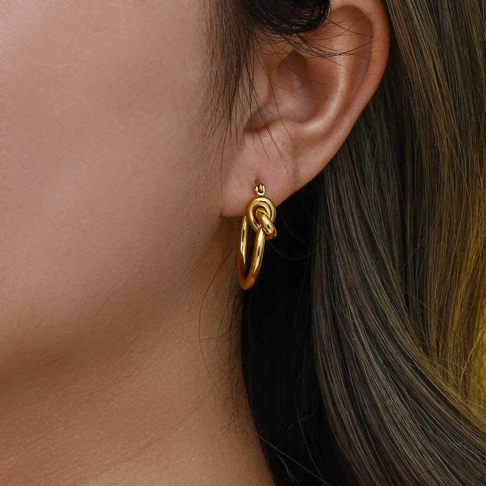 Blake Knot Hoop Earrings / 18K Gold Plated - Nina Kane Jewellery