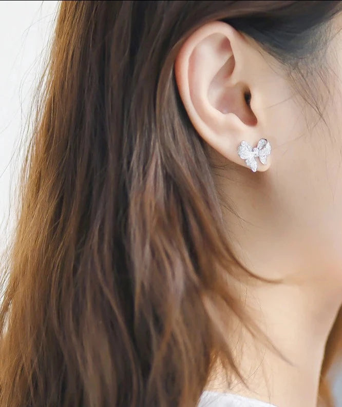 Marisa Crystal Bow Stud Earrings / 925 Sterling Silver - Nina Kane Jewellery