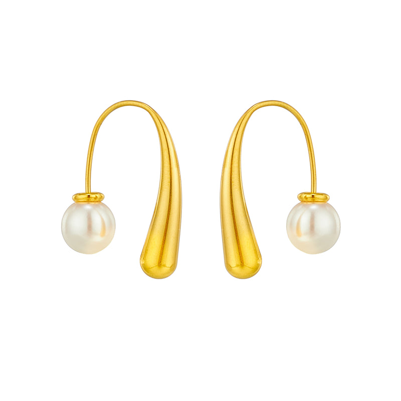 Erin Water Drop Pearl Earrings / Stainless Steel - Nina Kane Jewellery