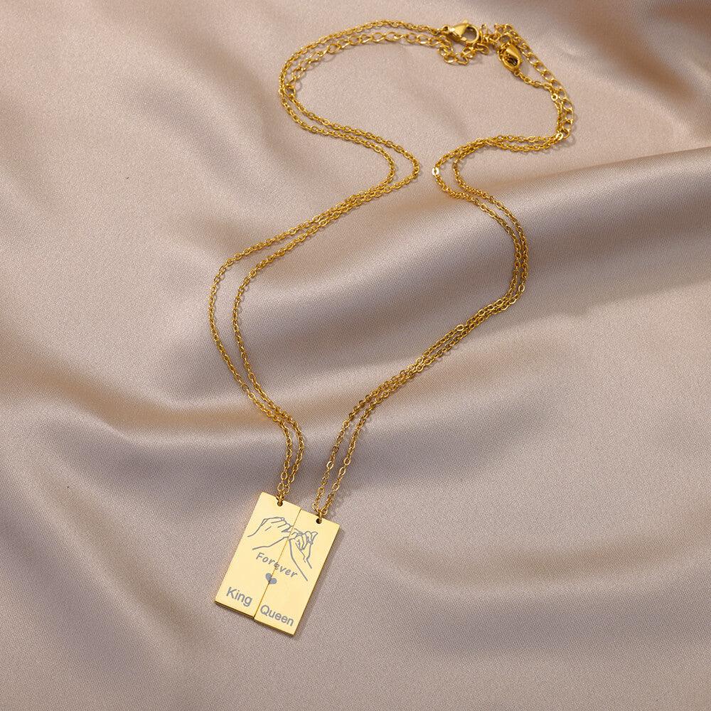 The King & Queen Couples Pendant / 18K Gold Plated - Nina Kane Jewellery