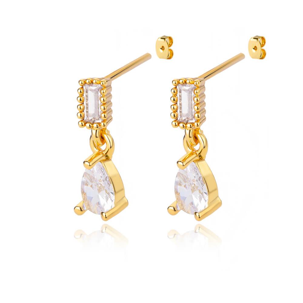 White Duchesina Teardrop Earrings / Stainless Steel - Nina Kane Jewellery