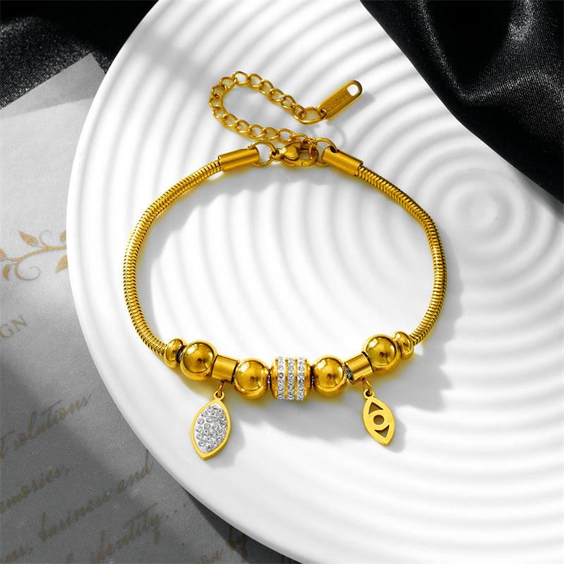 Yasmin Evil Eye Charm Bracelet / 18K Gold Plated - Nina Kane Jewellery