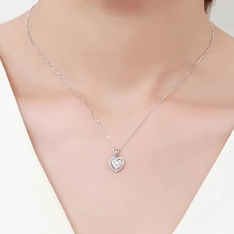 Tavira Diamond Heart Necklace / 925 Sterling Silver - Nina Kane Jewellery