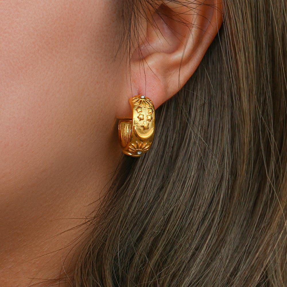 Jordan Celestial Hoop Earrings / Stainless Steel - Nina Kane Jewellery