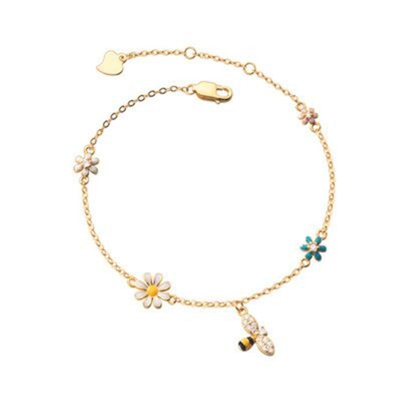 Gold Elena Bumble Bee Charm Bracelet / 925 Sterling Silver - Nina Kane Jewellery