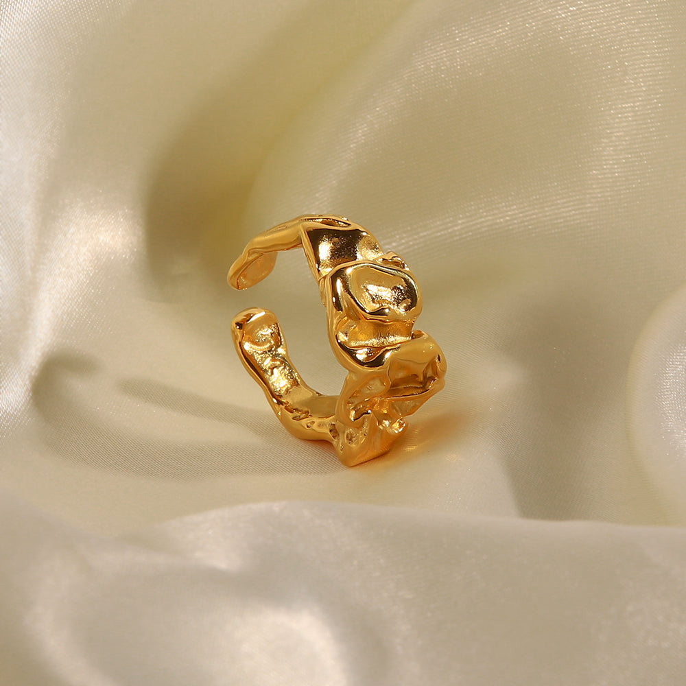 Milla Crumpled Chunky Ring / 18K Gold Plated - Nina Kane Jewellery